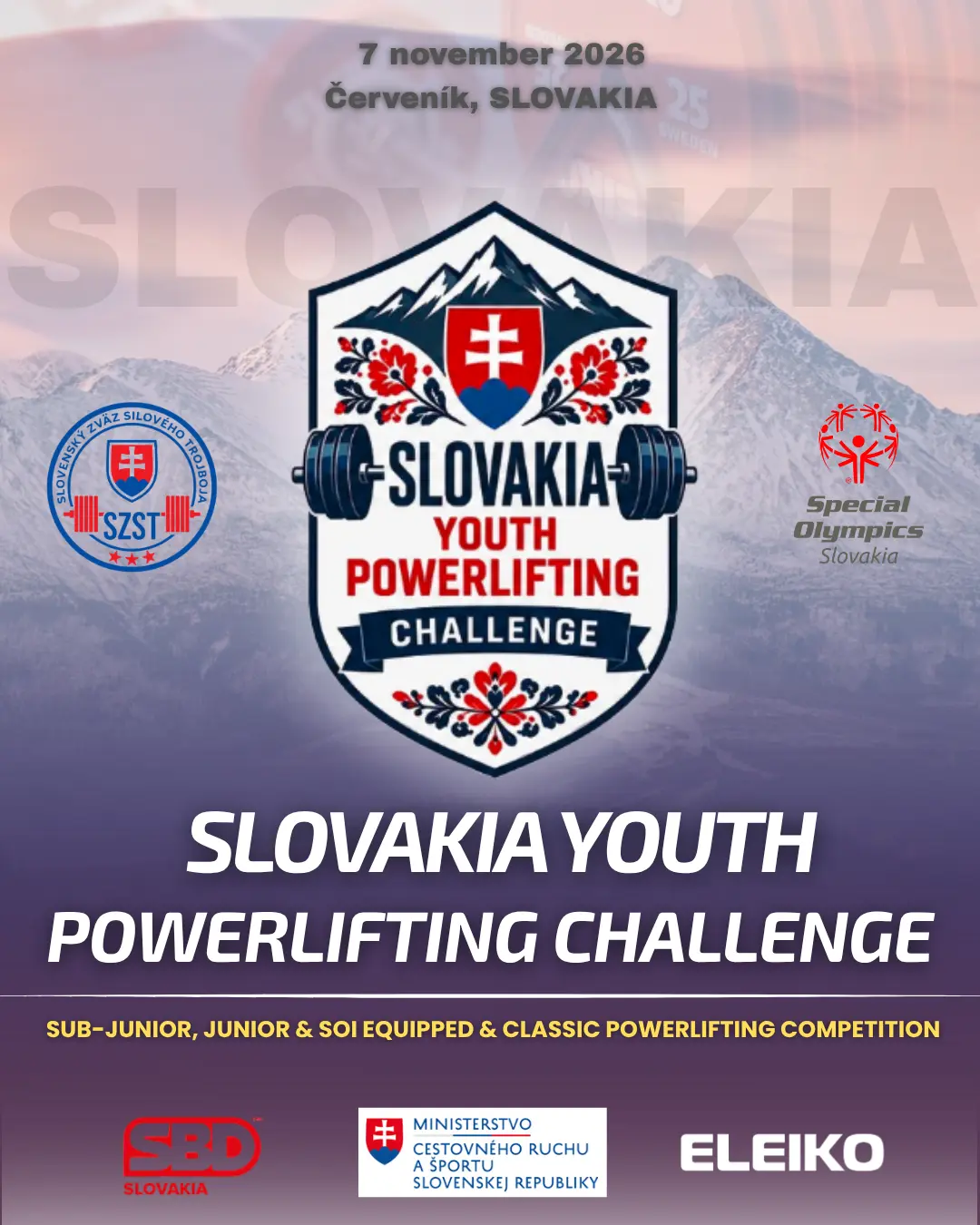 Slovakia Youth Powerlifting Challenge 2026 – plagát